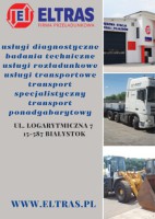 TRANSPORT NISKOPODWOZIOWY ROZŁADUNEK SERWIS DIAGNOSTYKA POJAZDÓW ELTRAS