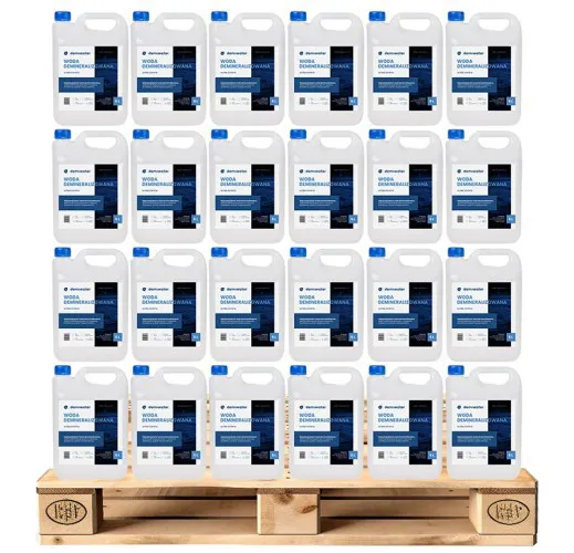 Woda Demineralizowana Paleta kanister 5 l x 144 sztuk DEMIWATER