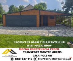 Garaż Blaszany Drewnopodobny 3x5 4x5 4x6 6x6 6x5Wiata Hala Magazyn