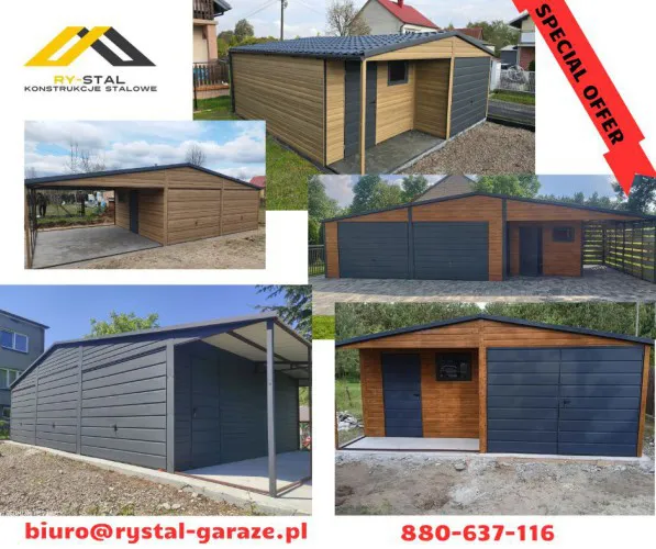 Garaż Blaszany Drewnopodobny 3x5 4x5 4x6 6x6 6x5Wiata Hala Magazyn